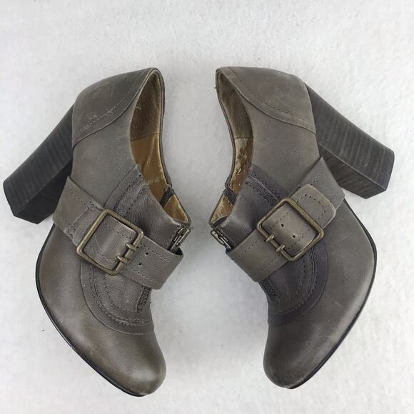 Seychelles Women's Ankle Boots Black Brown Distressed Zip Buckle 3.8" Heel Sz 7 - Picture 6 of 16
